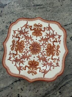 Spode Indian Red Scalloped Porcelain Plate in Cream
